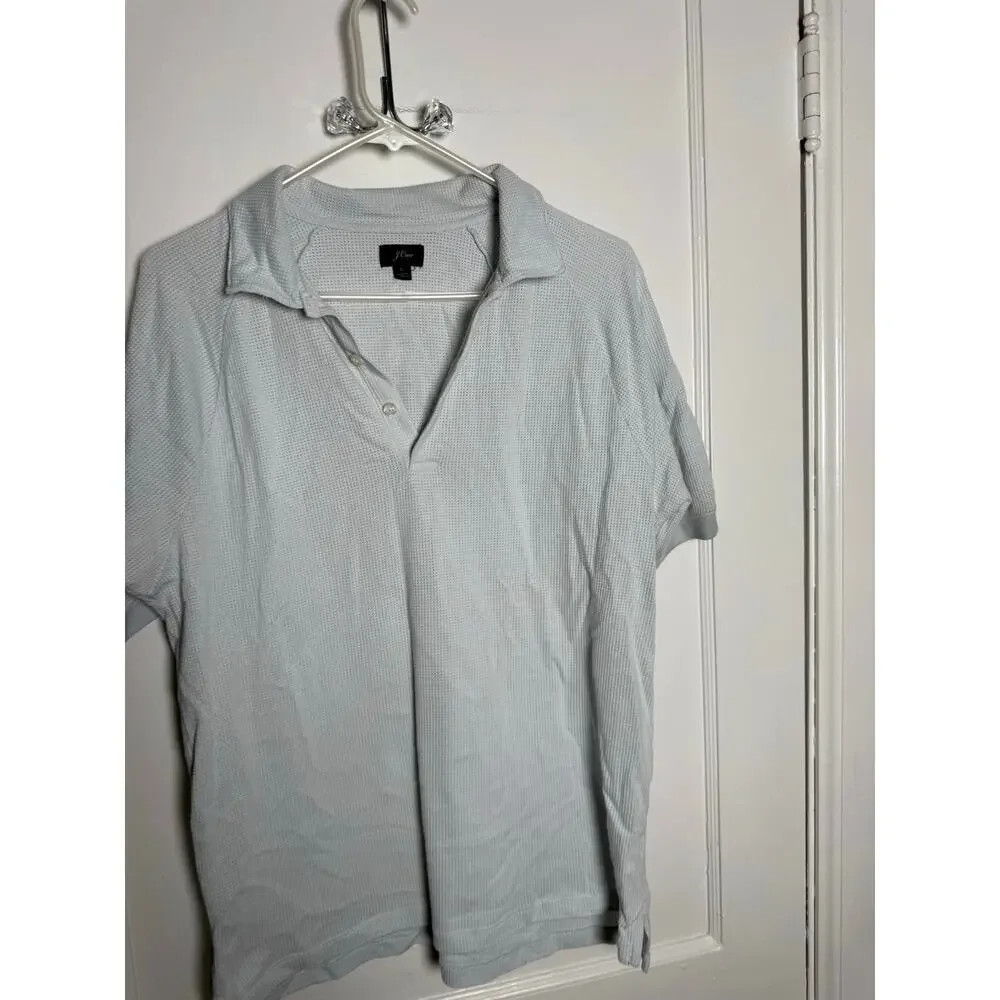 J.Crew Tech COOLMAX Polo Mens L Gray Blue Performance Short Sleeve Golf